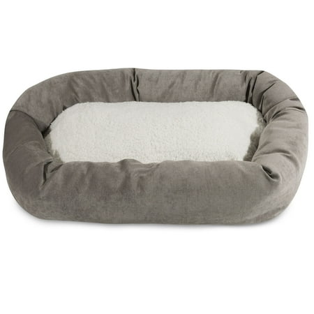 Majestic Pet Sherpa Villa Velvet Bagel Pet Bed for Dogs, Calming Dog Bed Washable, Small, Vintage