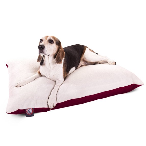Majestic Pet Solid Color Rectangular Pillow Dog Bed Machine Washable Burgundy Medium 30" x 40" x 8"