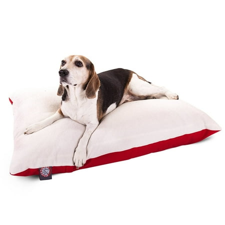 Majestic Pet Solid Color Rectangular Pillow Dog Bed Machine Washable Red Medium 30" x 40" x 8"