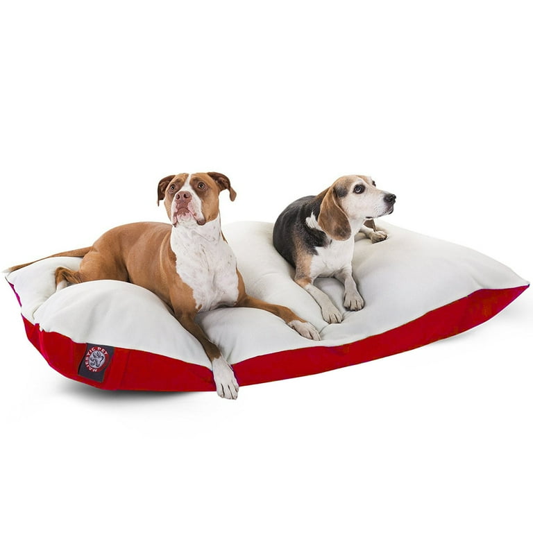 Majestic Pet Solid Color Rectangular Pillow Dog Bed Machine Washable Red X Large 42