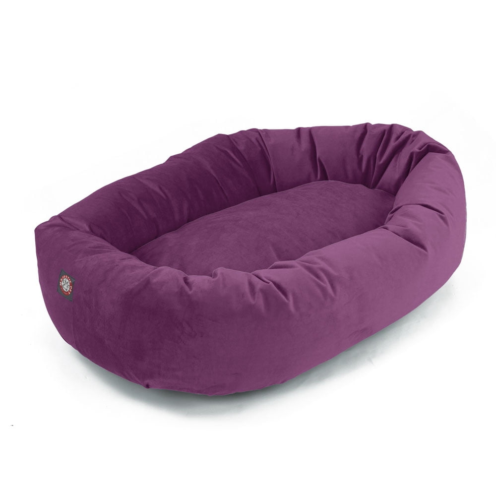 Majestic Pet Sonora Bagel Pet Bed for Dogs, Calming Dog Bed Washable, Eggplant, Large