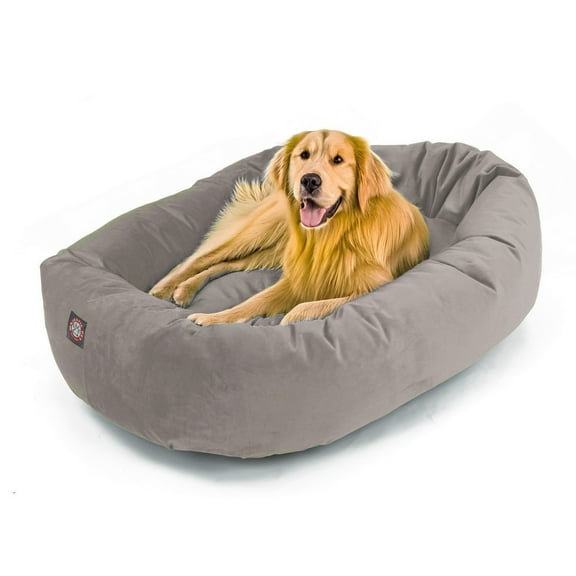 Majestic Pet Sonora Bagel Pet Bed for Dogs, Calming Dog Bed Washable, Gray, Large