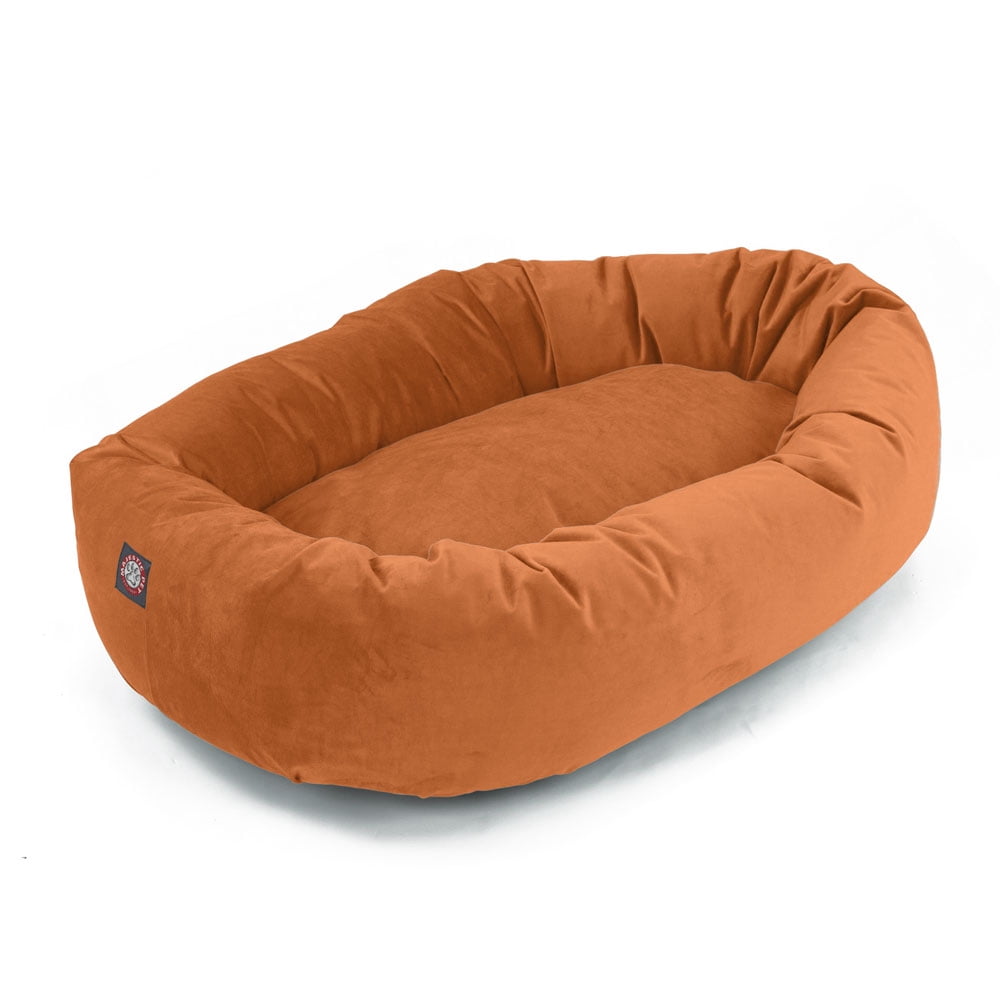 Majestic Pet Sonora Bagel Pet Bed for Dogs, Calming Dog Bed Washable, Tangerine, Large