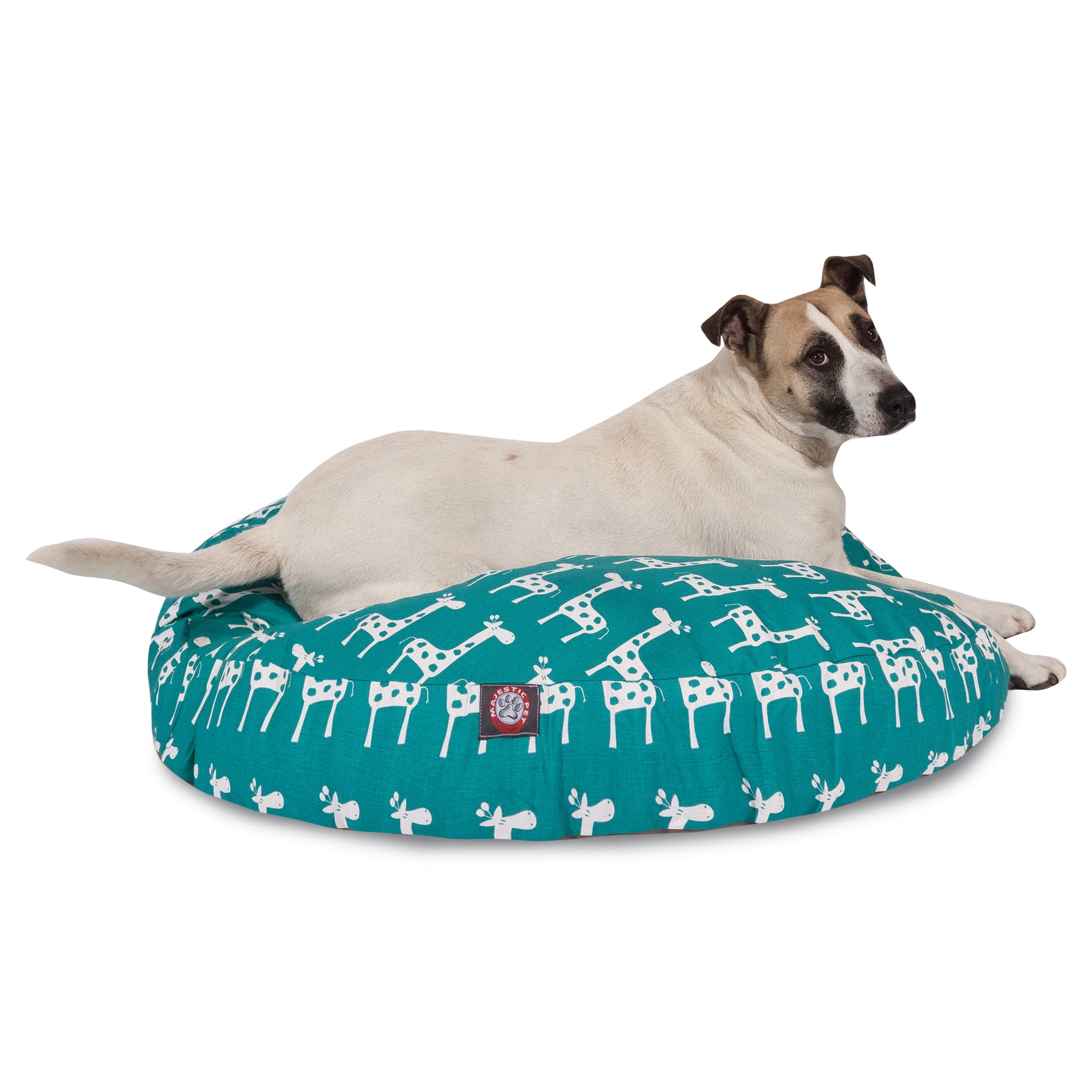 Majestic Pet Stretch Round Dog Bed Cotton Twill Removable Cover Turquoise Large 42 x 42 x 5