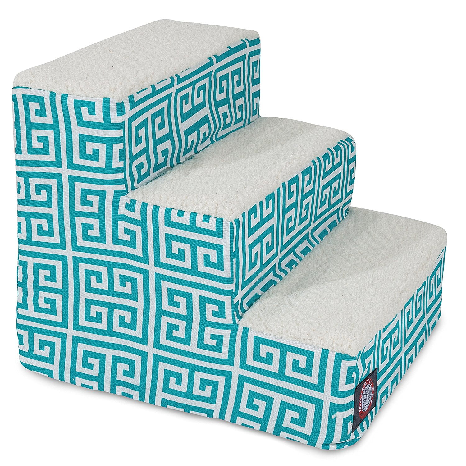 Pacific Blue and White 3-Step Pet Stairs with Washable Cover