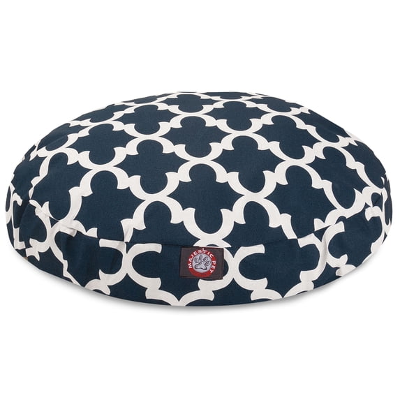 Majestic Pet | Trellis Round Pet Bed For Dogs, Removable Cover, Navy, Large