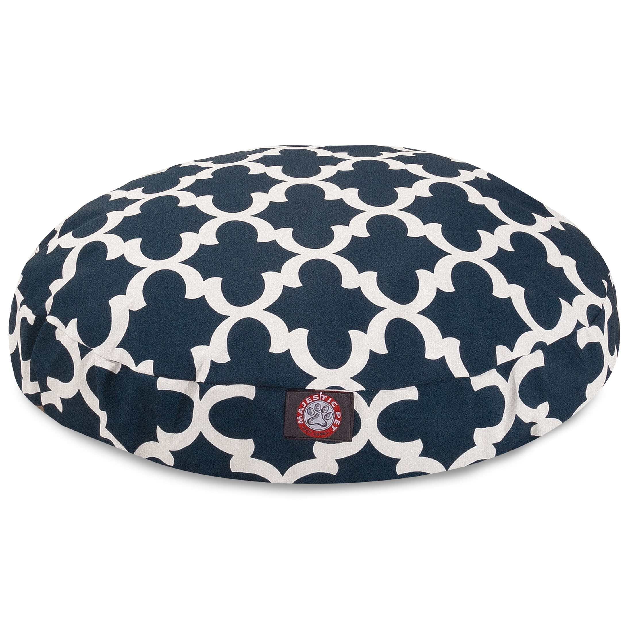 Majestic Pet | Trellis Round Pet Bed For Dogs, Removable Cover, Navy, Small