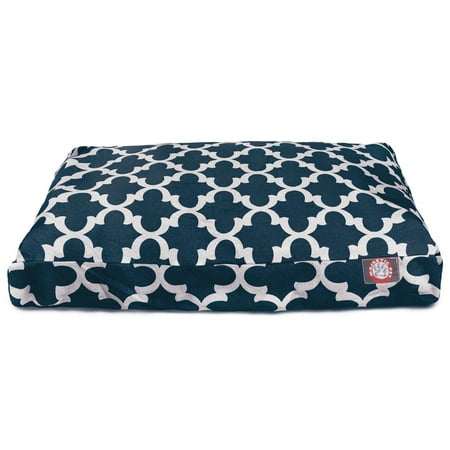 Majestic Pet | Trellis Shredded Memory Foam Rectangle Pet Bed For Dogs, Removable Cover, Navy, Large