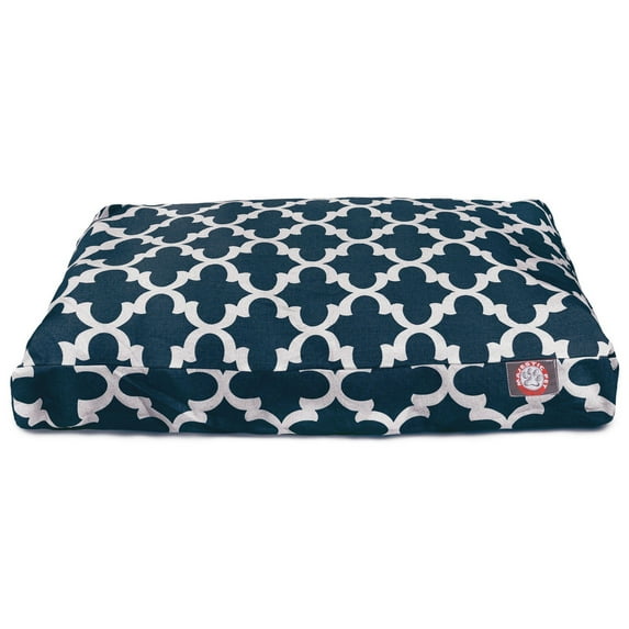 Majestic Pet | Trellis Shredded Memory Foam Rectangle Pet Bed For Dogs, Removable Cover, Navy, Large
