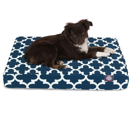 Majestic Pet | Trellis Shredded Memory Foam Rectangle Pet Bed For Dogs, Removable Cover, Navy, Small
