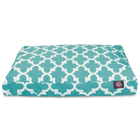 Majestic Pet | Trellis Shredded Memory Foam Rectangle Pet Bed For Dogs, Removable Cover, Teal, Medium