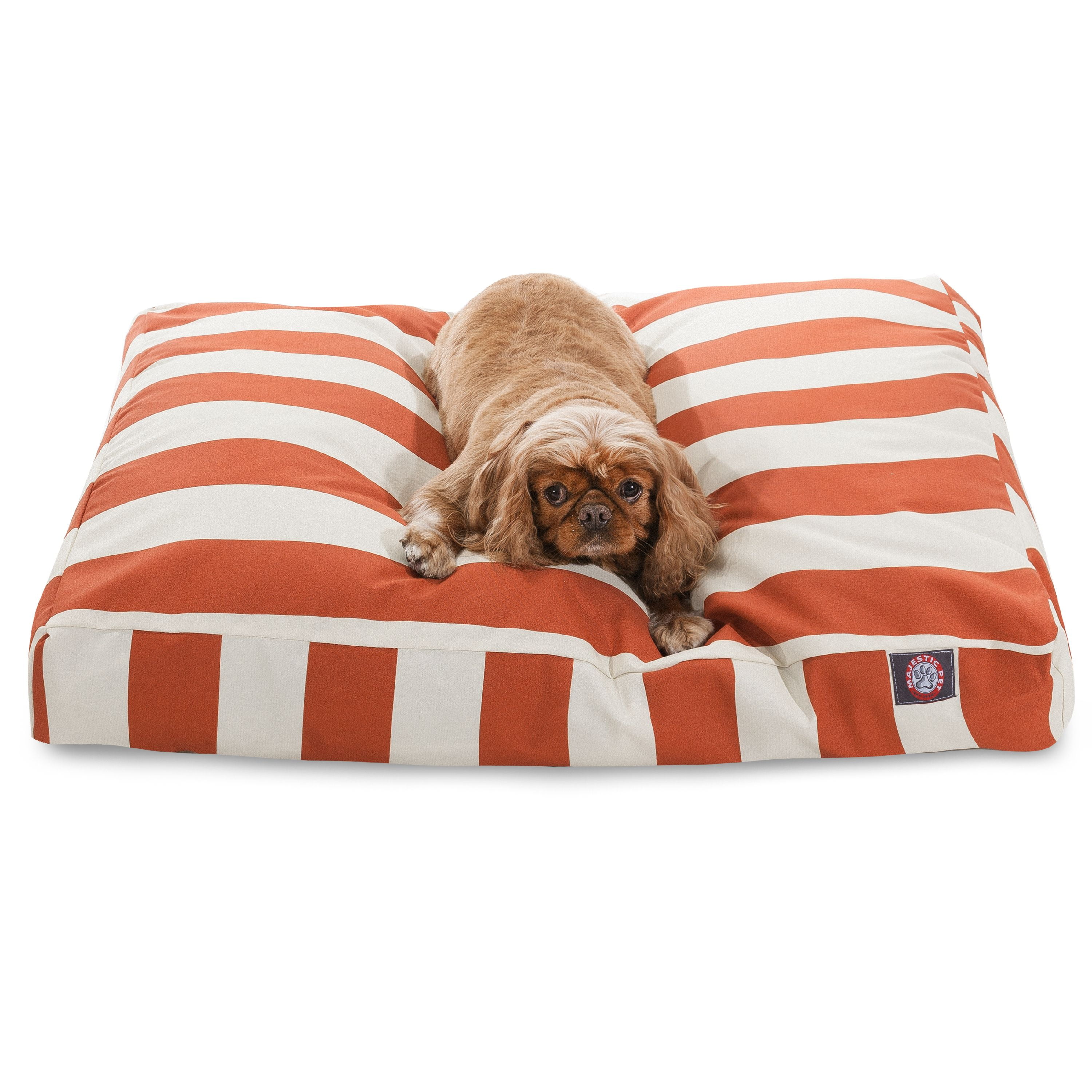 Burnt Orange Striped Medium Polyester Dog Bed