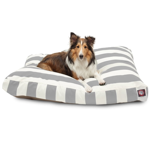 Majestic Pet | Vertical Stripe Rectangle Pet Bed For Dogs, Removable Cover, Gray, Large