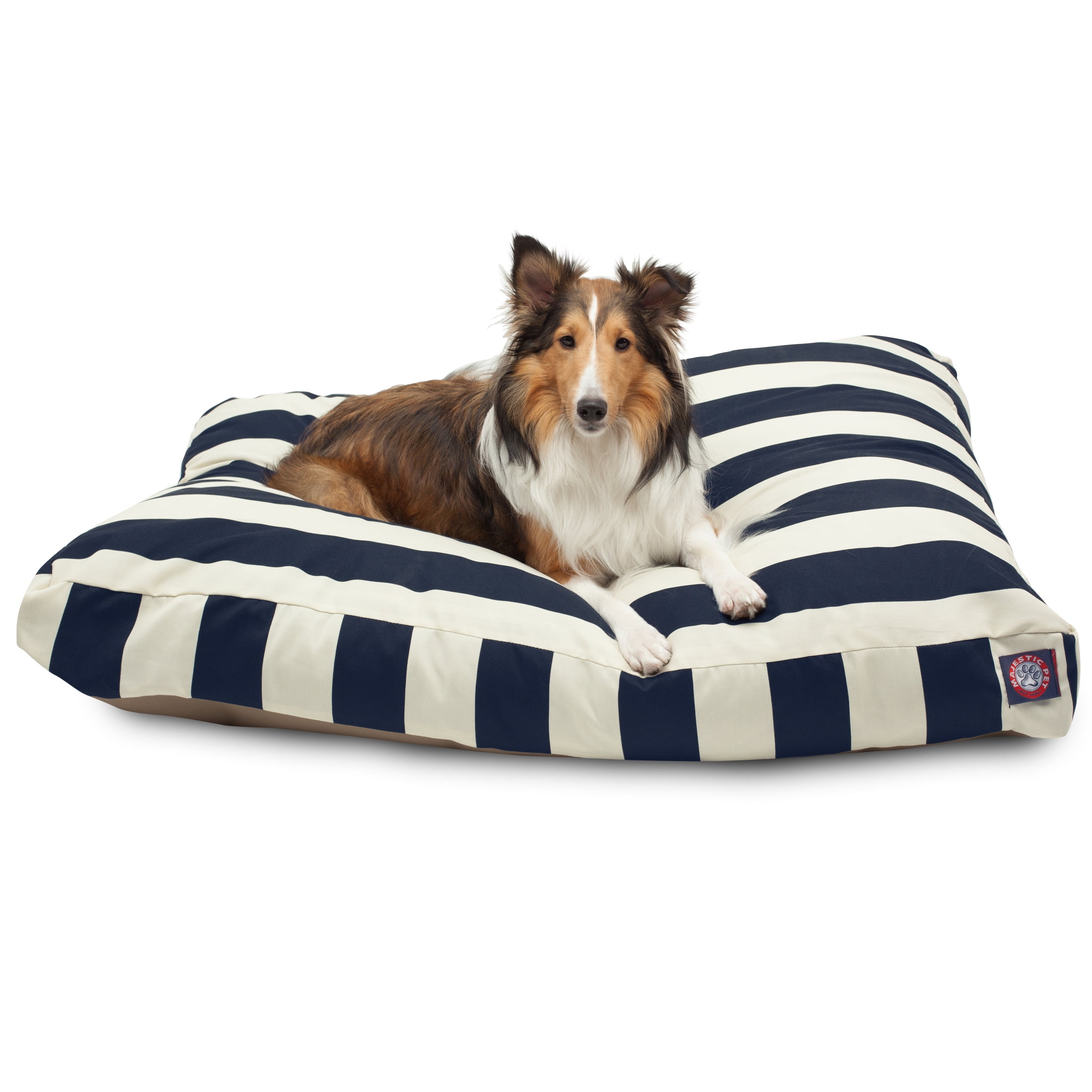 Majestic Pet | Vertical Stripe Rectangle Pet Bed For Dogs, Removable Cover, Navy Blue, Large
