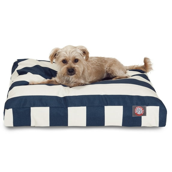 Majestic Pet | Vertical Stripe Rectangle Pet Bed For Dogs, Removable Cover, Navy Blue, Small