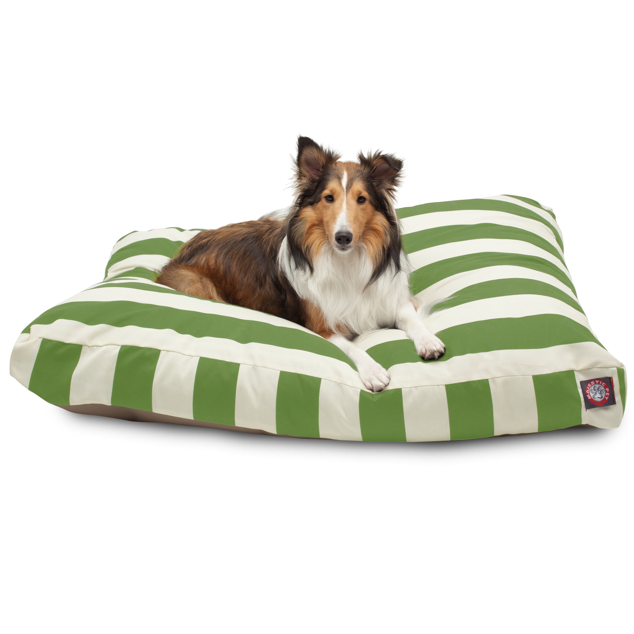 Large Sage Green Striped Polyester Outdoor Dog Bed
