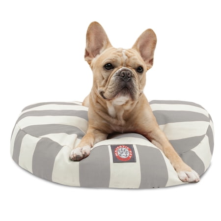 Majestic Pet | Vertical Stripe Round Pet Bed For Dogs, Removable Cover, Gray, Small