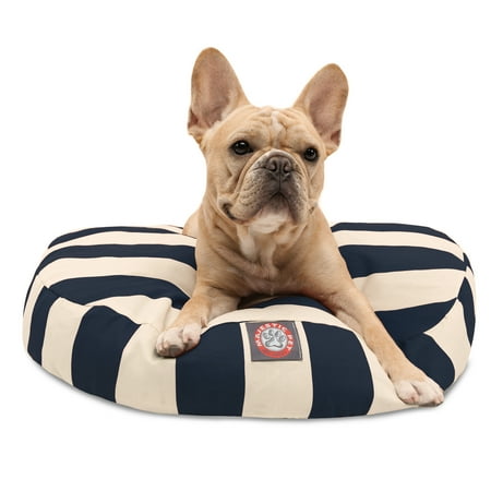 Majestic Pet | Vertical Stripe Round Pet Bed For Dogs, Removable Cover, Navy Blue, Small