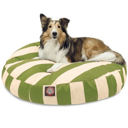 Majestic Pet | Vertical Stripe Round Pet Bed For Dogs, Removable Cover, Sage, Medium