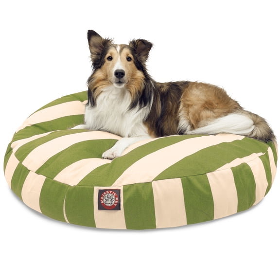 Majestic Pet | Vertical Stripe Round Pet Bed For Dogs, Removable Cover, Sage, Medium