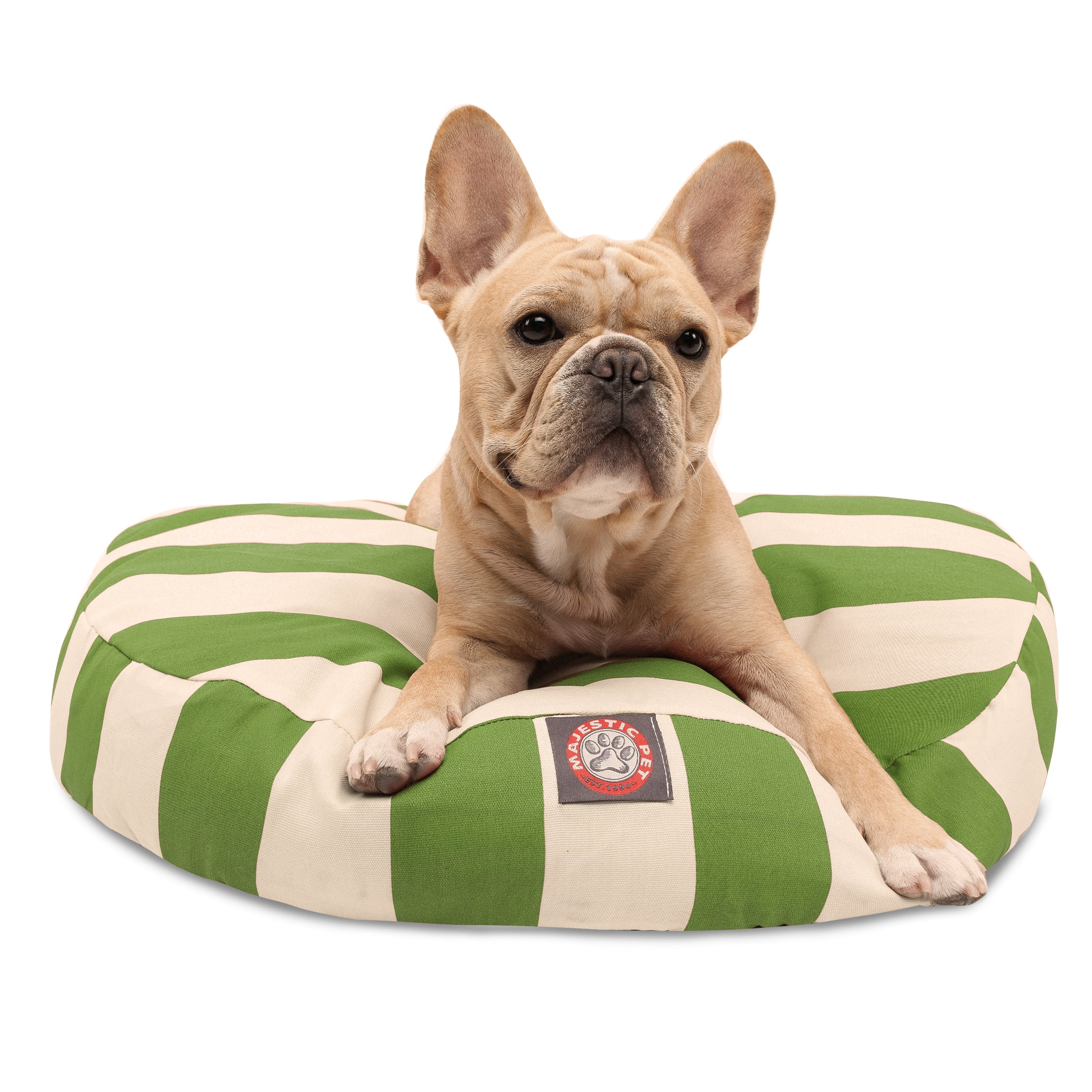 Majestic Pet Vertical Stripe Round Dog Bed Treated Polyester Removable Cover Sage Small 30 x 30 x 4