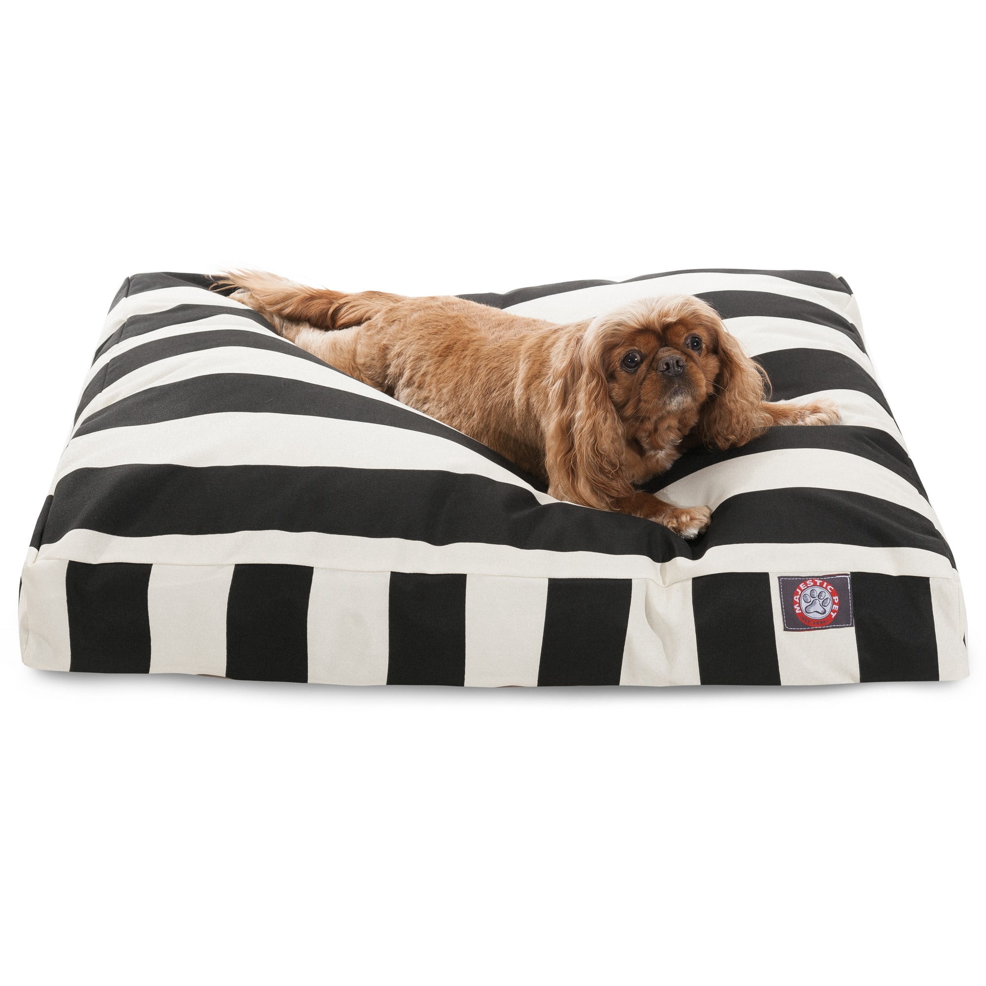 Majestic Pet | Vertical Stripe Shredded Memory Foam Rectangle Pet Bed For Dogs, Removable Cover, Black, Medium