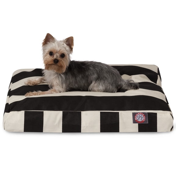 Majestic Pet | Vertical Stripe Shredded Memory Foam Rectangle Pet Bed For Dogs, Removable Cover, Black, Small