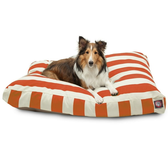 Majestic Pet | Vertical Stripe Shredded Memory Foam Rectangle Pet Bed For Dogs, Removable Cover, Burnt Orange, Large