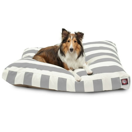 Majestic Pet | Vertical Stripe Shredded Memory Foam Rectangle Pet Bed For Dogs, Removable Cover, Gray, Large