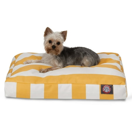 Majestic Pet | Vertical Stripe Shredded Memory Foam Rectangle Pet Bed For Dogs, Removable Cover, Yellow, Small