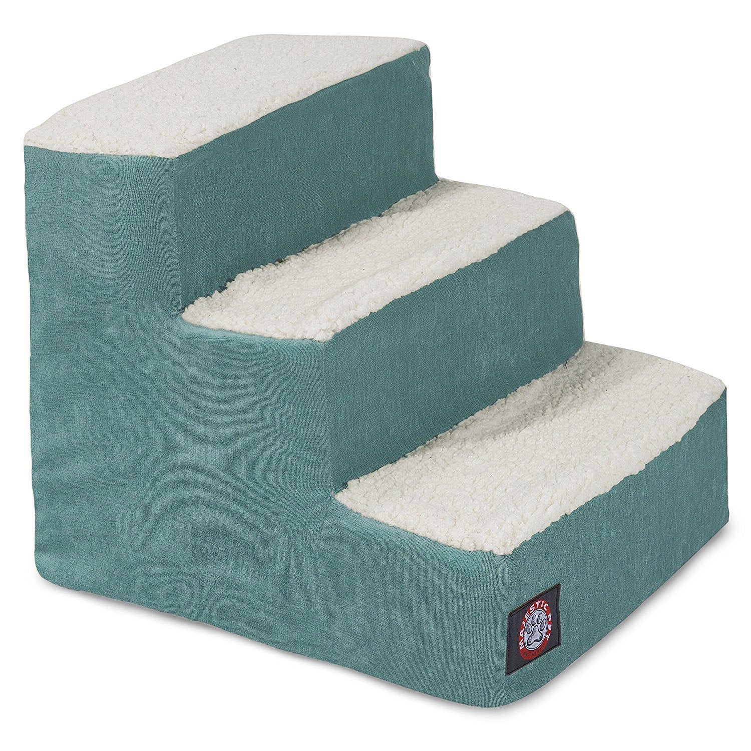 Majestic Pet Villa Pet Stairs 3 Steps Azure Machine Washable Removable Cover 18" x 16" x 15"
