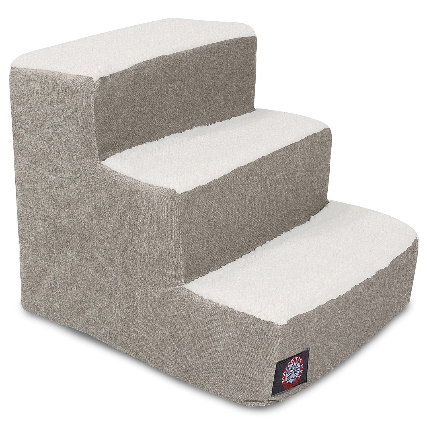 Vintage Gray 3-Step Pet Stairs with Cushioned Steps