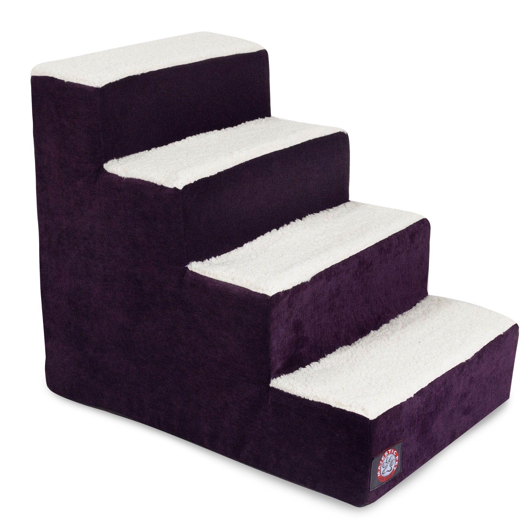 Majestic Pet Villa Pet Stairs 4 Steps Aubergine Machine Washable Removable Cover 24" x 16" x 20"