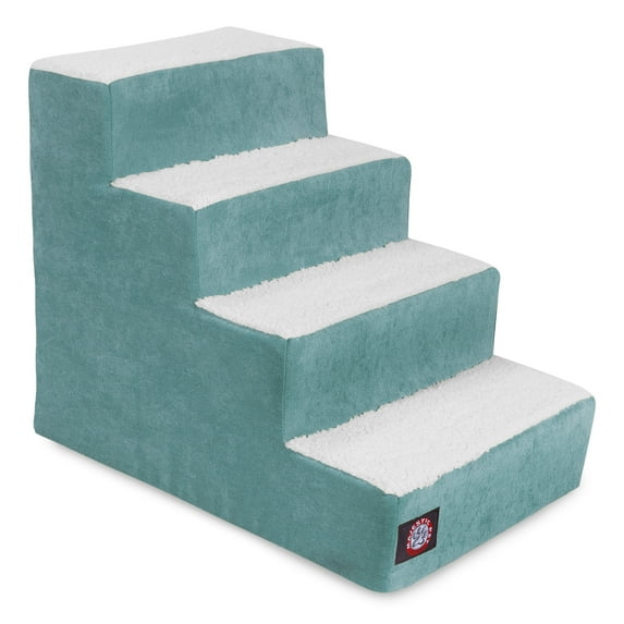 Majestic Pet Villa Pet Stairs 4 Steps Azure Machine Washable Removable Cover 24" x 16" x 20"