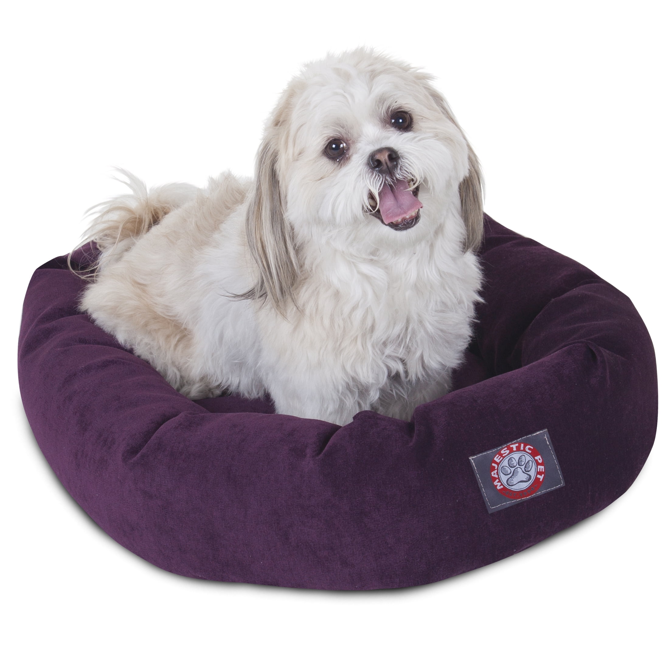 Majestic Pet Villa Velvet Bagel Pet Bed For Dogs, Aubergine, Small