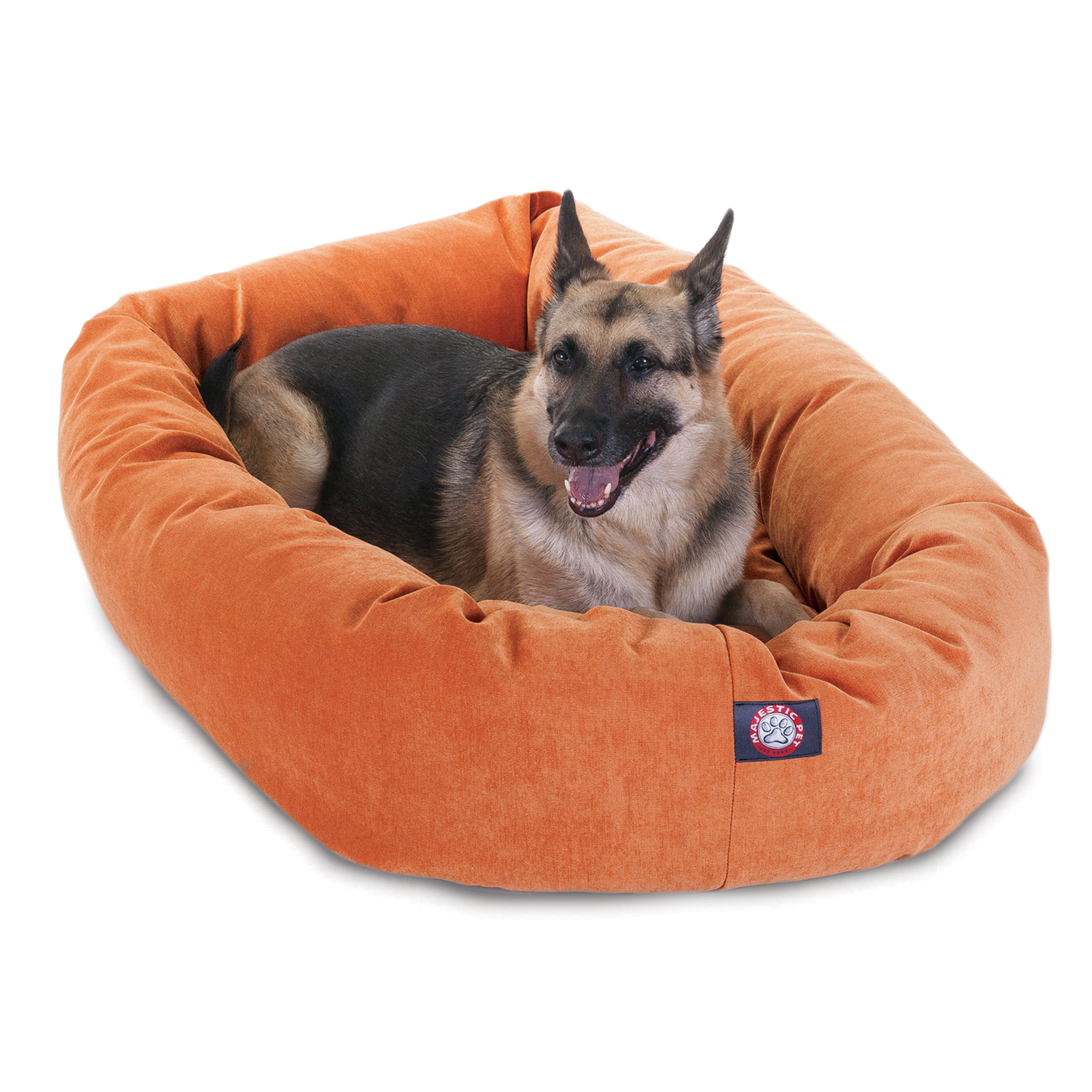 Majestic Pet Villa Velvet Bagel Pet Bed For Dogs, Orange, Extra Large