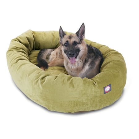 Majestic Pet Villa Velvet Bagel Pet Bed for Dogs, Calming Dog Bed Washable, Extra Large, Apple