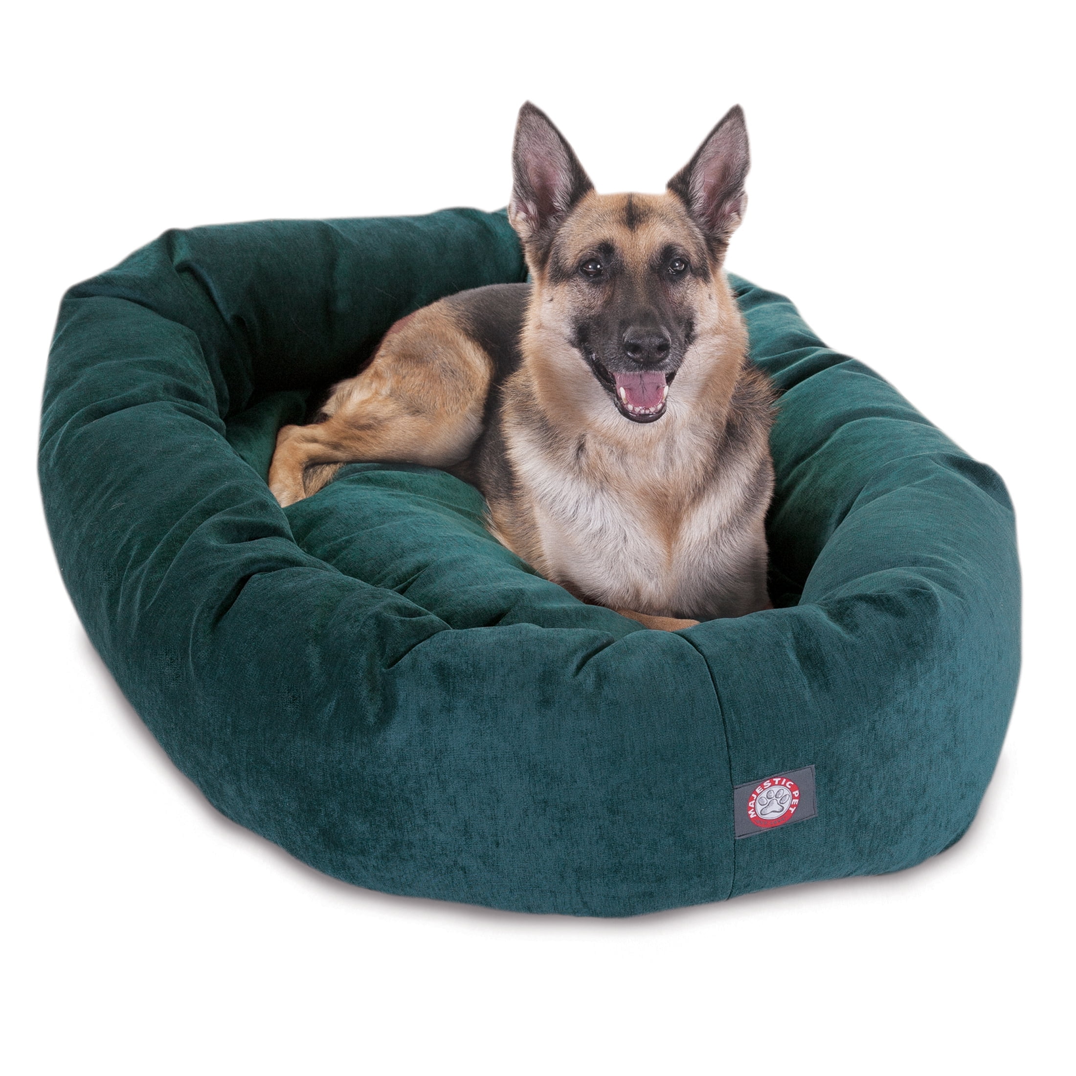 Majestic Pet Villa Velvet Bagel Pet Bed for Dogs, Calming Dog Bed Washable, Extra Large, Marine