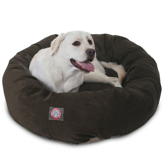 Majestic Pet Villa Velvet Bagel Pet Bed for Dogs, Calming Dog Bed Washable, Large, Storm