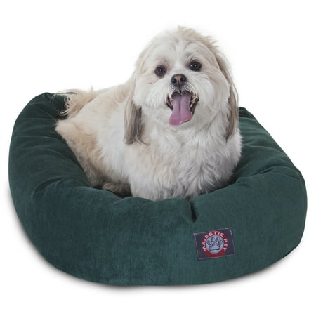 Majestic Pet Villa Velvet Bagel Pet Bed for Dogs, Calming Dog Bed Washable, Small, Marine