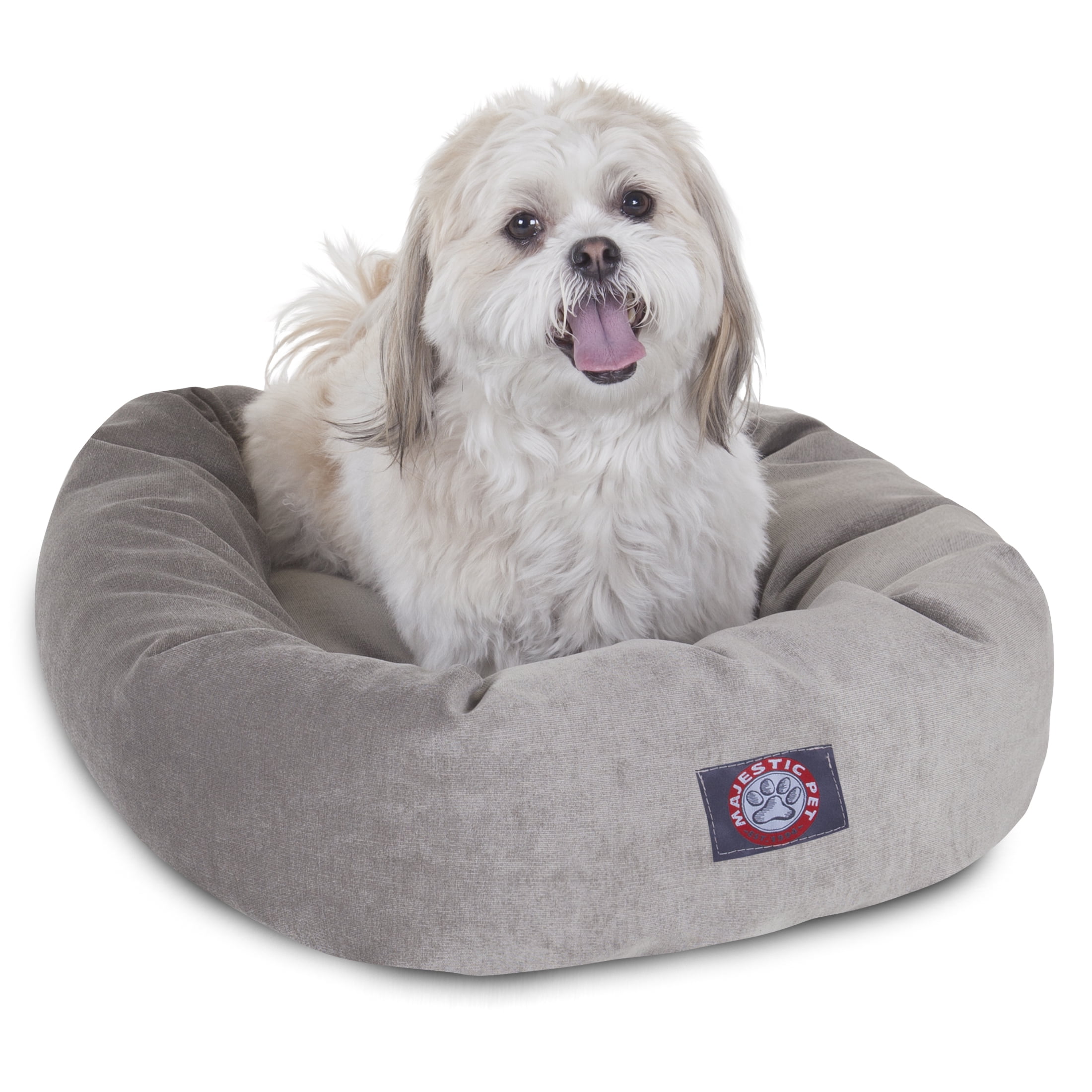 Majestic Pet Villa Velvet Bagel Pet Bed for Dogs, Calming Dog Bed Washable, Small, Vintage
