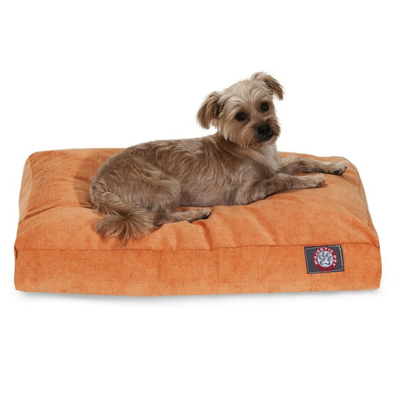 Majestic Pet | Villa Velvet Shredded Memory Foam Rectangle Pet Bed For Dogs, Removable Cover, Orange, Small