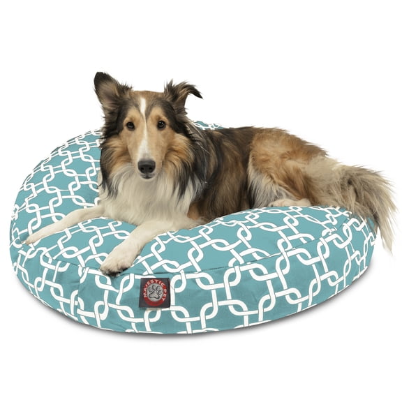 Majestic Pet Links Round Dog Bed Treated Polyester Removable Cover Teal Medium 36 x 36 x 5