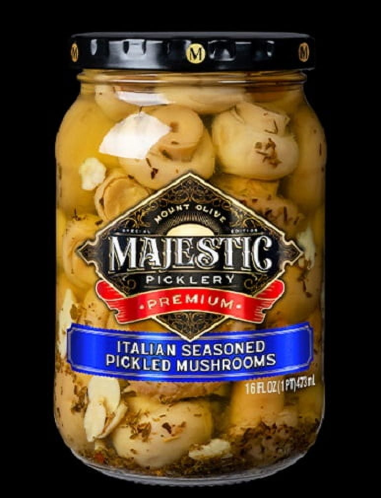 Majestic Picklery Premium Italian Seasoned Pickled Mushrooms - 16 fl oz jar