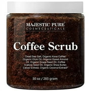 Majestic Pure Arabica Coffee Scrub - All Natural Body Scrub for Skin Care, Stretch Marks, Acne & Cellulite, Reduce the Look of Spider Veins, Eczema, Age Spots & Varicose Veins - 10 oz