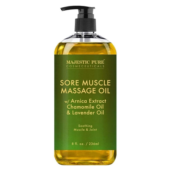 Majestic Pure Arnica Sore Muscle Massage Oil for Body - Best Natural Therapy Therapy Oil with Lavender and Chamomile Essential Oils - Warming, Relaxing, Massaging Joint & Muscles - 8 fl. oz.