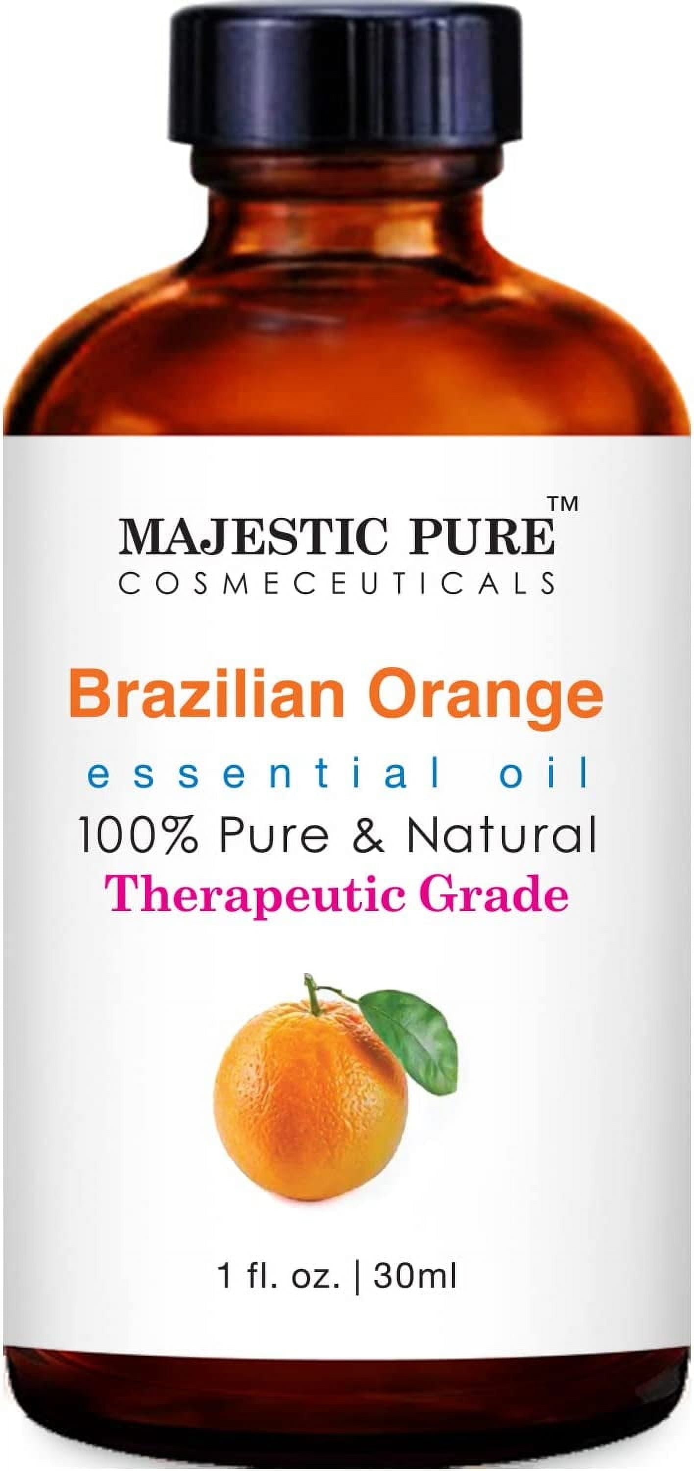 Majestic Pure Brazilian Orange Essential Oil, Premium Grade, Pure and Natural, for Aromatherapy, Massage, Topical & Household Uses, 1 fl oz
