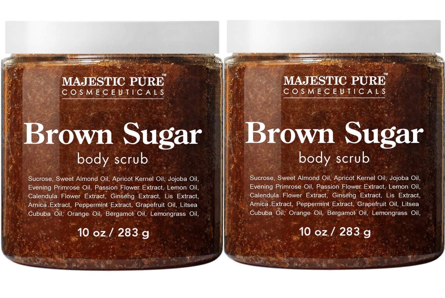 Majestic Pure Brown Sugar Body Scrub for Cellulite and Exfoliation - All Natural Body Scrub - Reduces the Appearances of Cellulite, Stretch Marks, Acne, and Varicose Veins, 10 oz (Pack of 2)