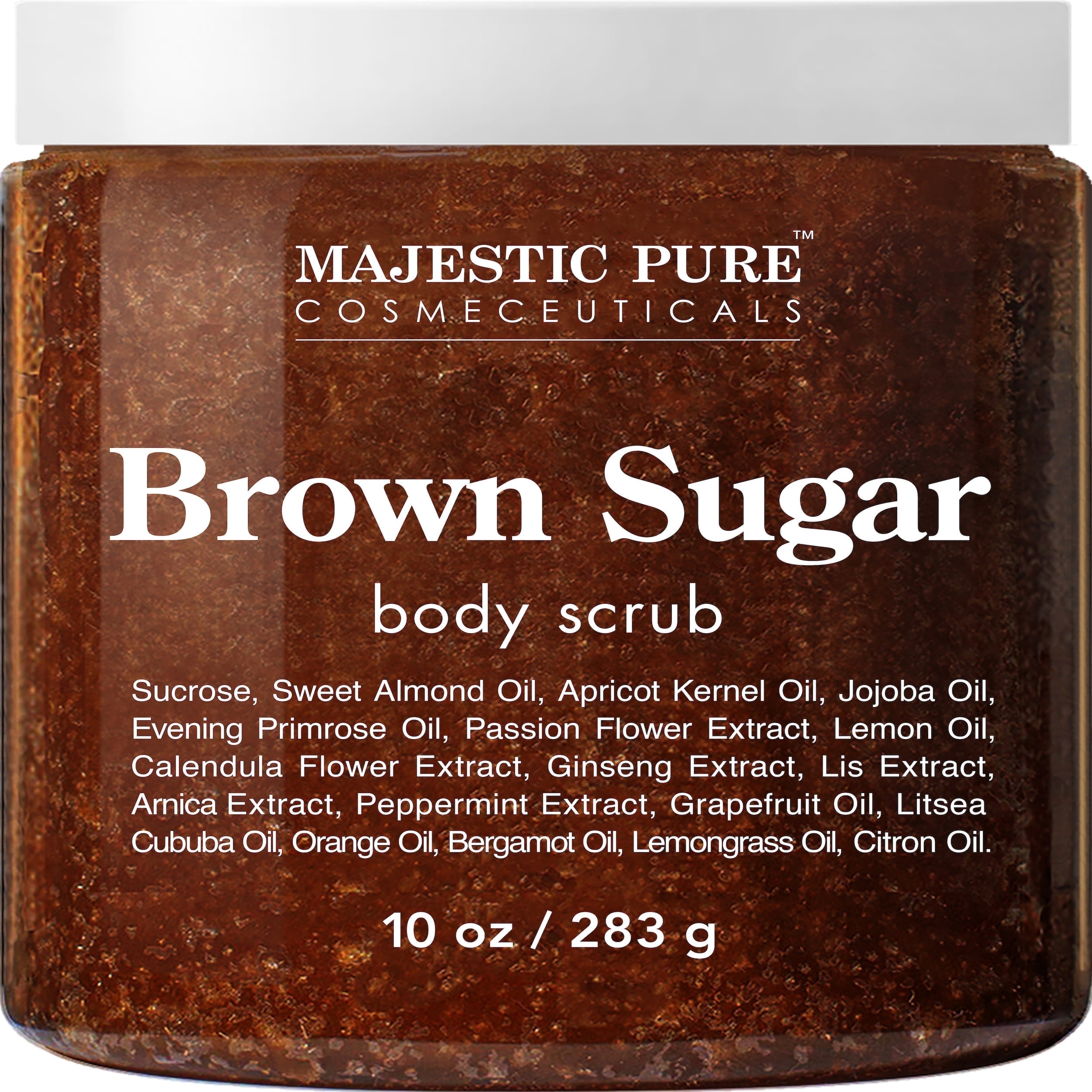 Majestic Pure Brown Sugar Body Scrub for Cellulite and Exfoliation - Natural Body Scrub - Reduces the Appearances of Cellulite, Stretch Marks, Acne, and Varicose Veins, 10 oz
