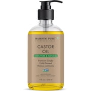 Majestic Pure Castor Oil | 100% Natural | Premium Grade Cold Pressed | Hair, Eyelashes, Eyebrows, Nails | Moisturizing & Nourishing | Body, Hair & Carrier Oil | 8 Fl Oz